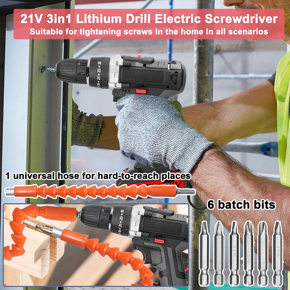 Thumbnail: 3 in1 Multifuctional Electric Drill Handheld  Screwdriver, 2* 21V 1300mAh C..