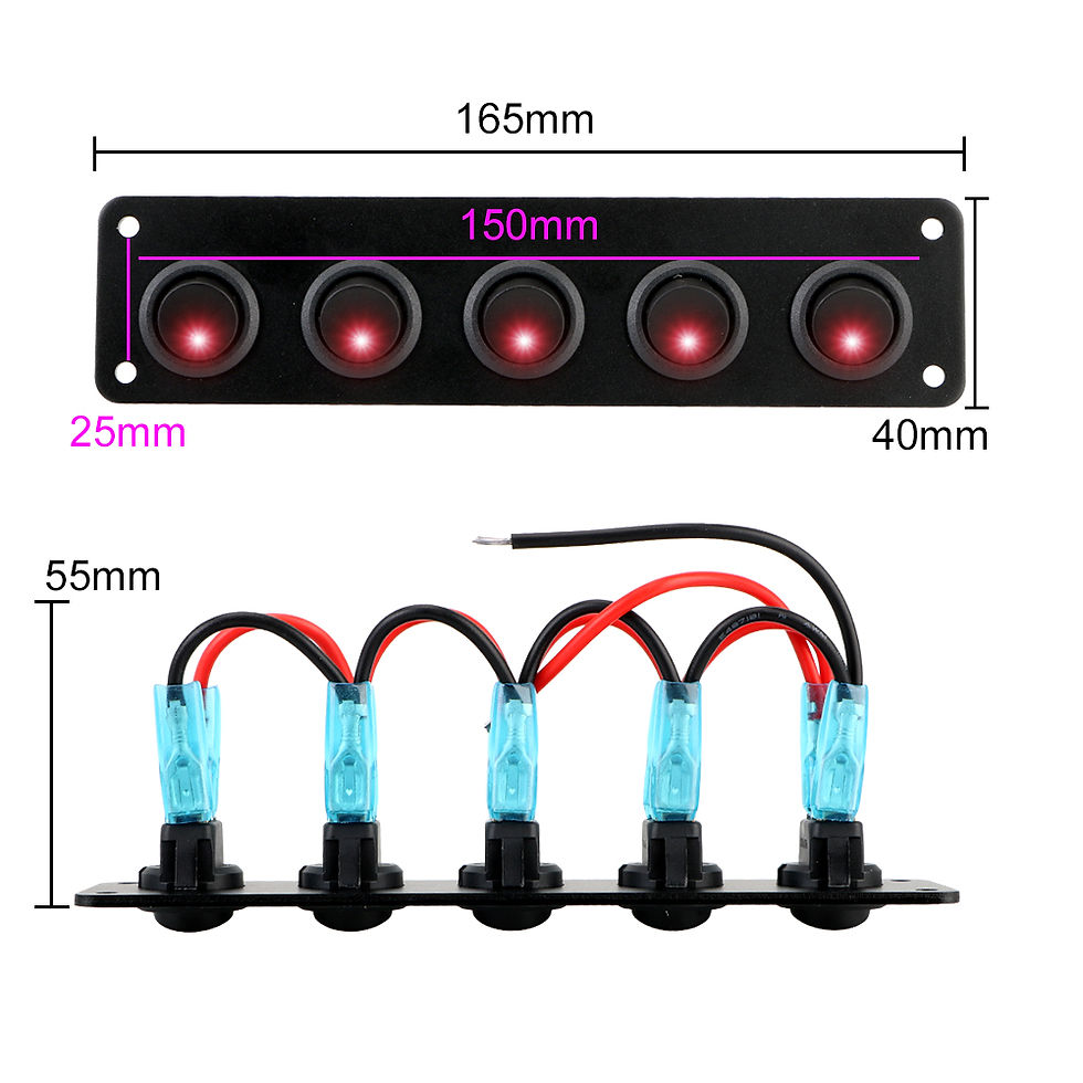 Thumbnail: 24V 12V 5 Buttons Light Toggle Rocker Switch Panel for Boat RV Yacht Marine Car