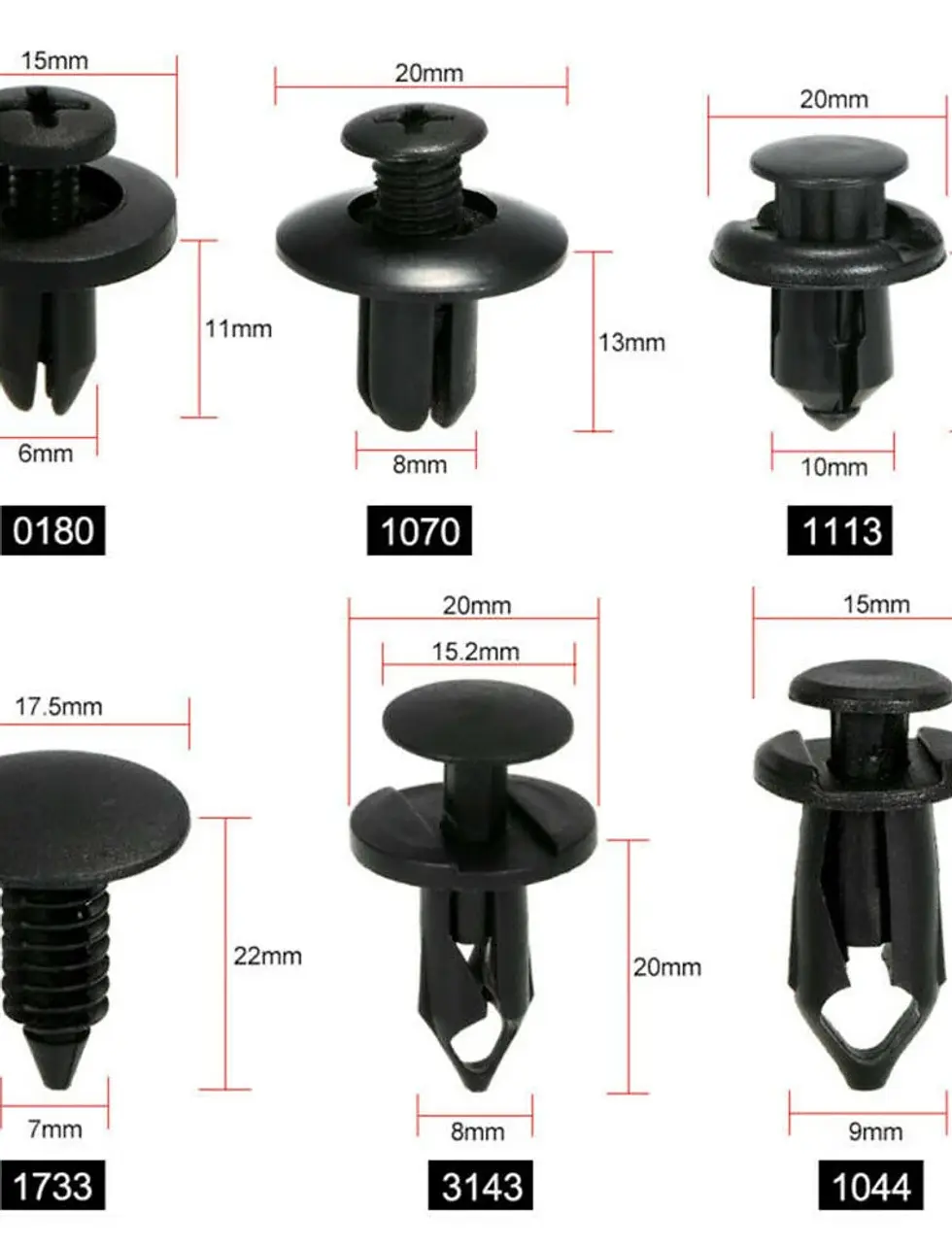 Thumbnail: 6 Size 60Pcs Auto Fastener Clips For Audi A3 8V S3 S4 S5 A4 A5 B8 B9 8T Q2 Q2L Q