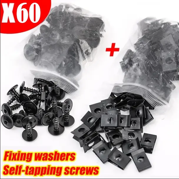 Thumbnail: 100pc Car Motorcycles Metal Screw Tapping Fastener Clip U-Type Clip with Screw A