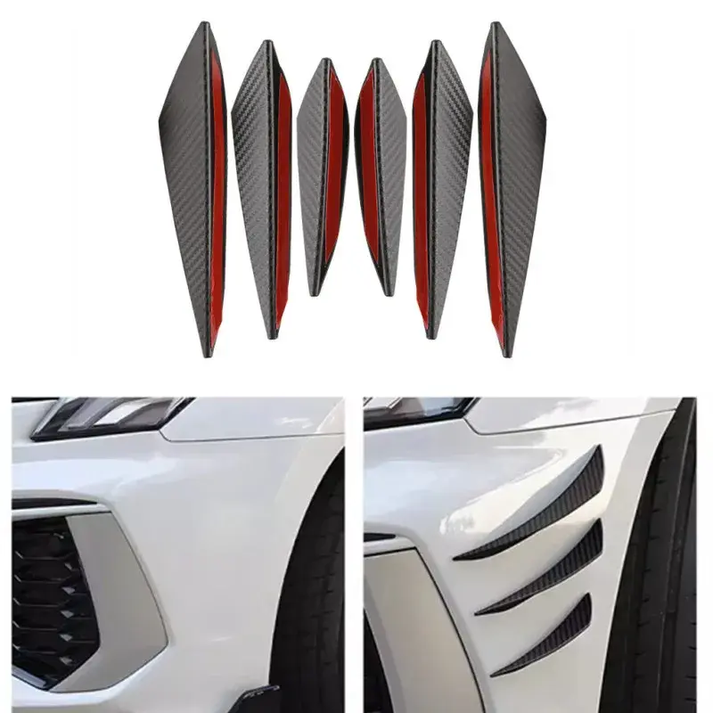 Thumbnail: 6Pcs/Set Universal Front Bumper Lip Diffuser Splitter Fins Body Spoiler Car Tuni