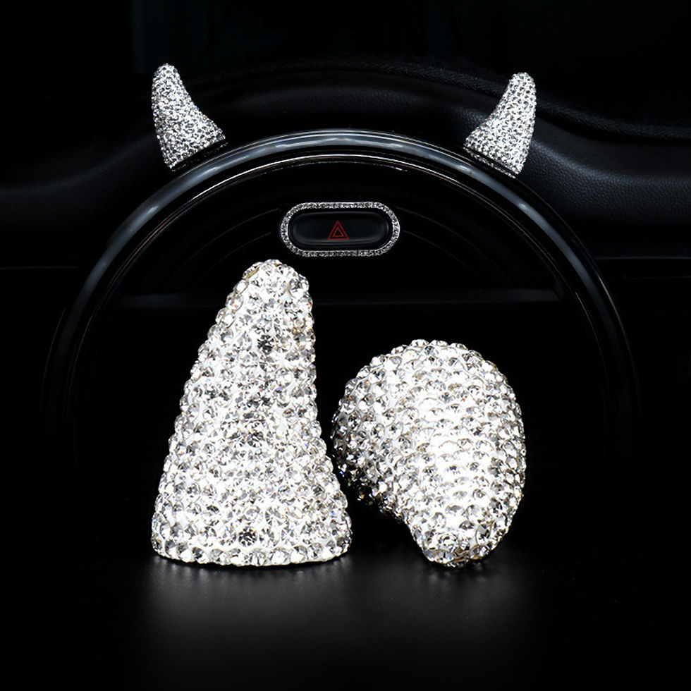 Thumbnail: 2PCS Rhinestone Devil Horns Car inner Decor Cute Styling Stickers Bling Dashboar