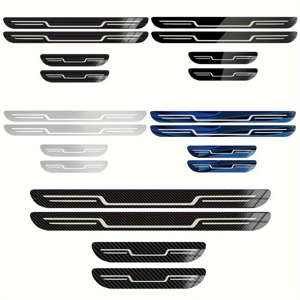 Thumbnail: 4PCS Car Door Sill Anti-Scratch Stickers Universal Stainless Steel Kick Guards w