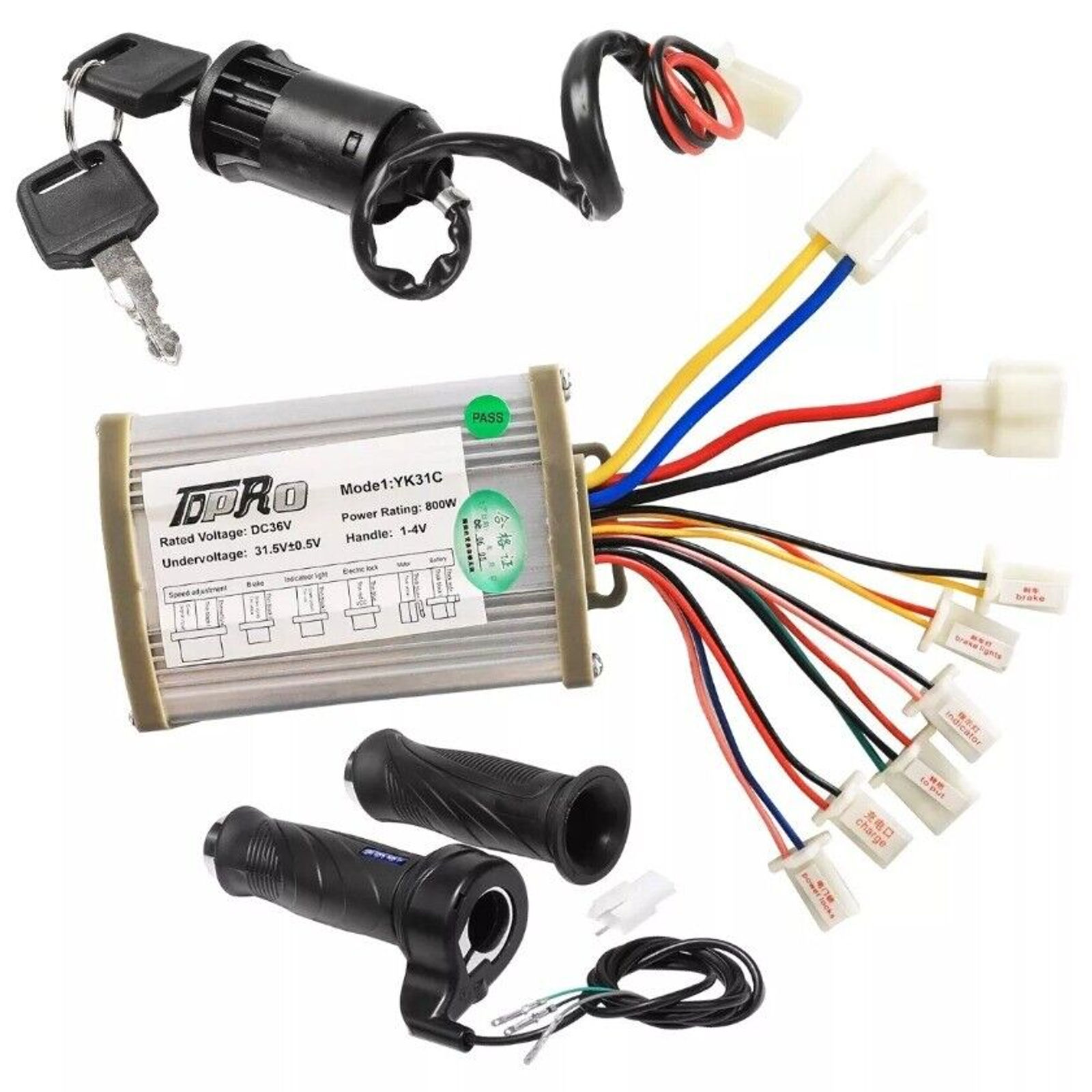 Motorcycle Brushed Motor Speed Controller 36V 800W Keylock Throttle Kit for Bicy