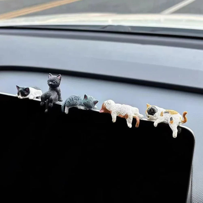 Thumbnail: Car Landscape Sleeping Cat Ornament - Cute Cartoon Miniature for Center Console
