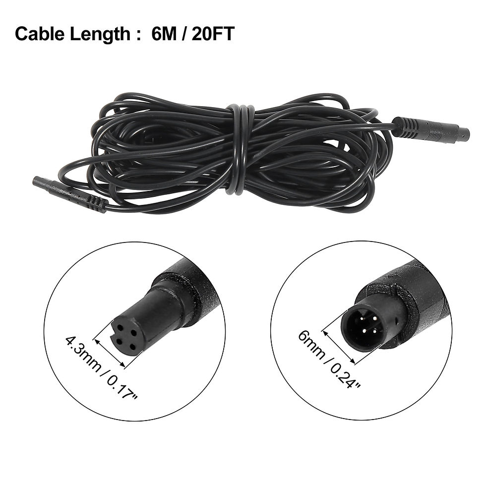 Thumbnail: 4 Pin 20ft 6m Backup Camera Extension Cable Dash Camera Cord Wires Car Auto..