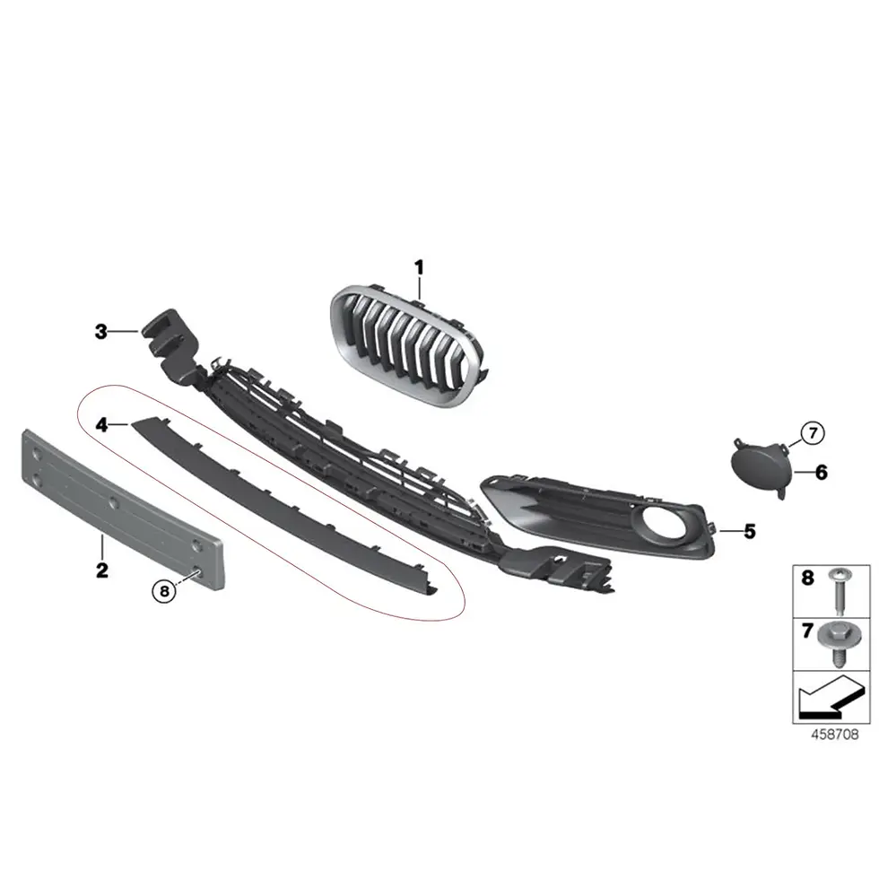 Thumbnail: Front Bumper Trim Gloss Black Front Bumper Lower Trim Cover 51117371726 for 1 Se