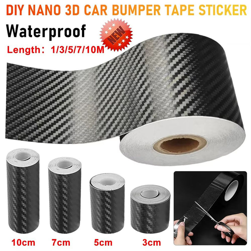 1/3pcs Carbon Fiber Tape Stickers on Car 3D Nano Black Car Door Edge Guards Side