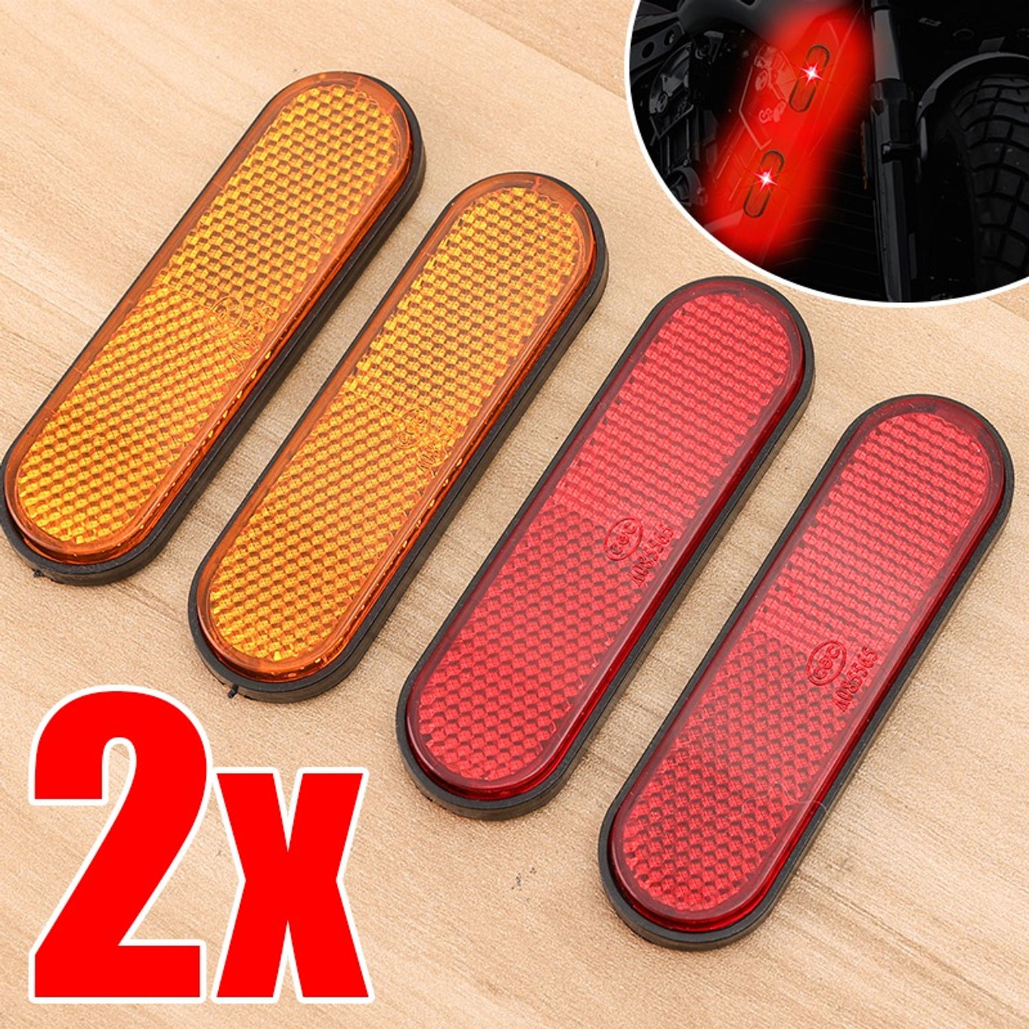 1/2PCS Motorcycle Safety Reflector Sticker Universal E-Bike Car Truck Rear Warni