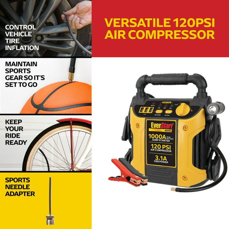 Thumbnail: EverStart 1000 Peak Amp Jump Starter with 120 PSI Compressor