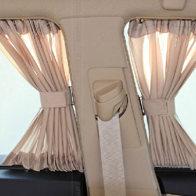 2pcs Universal Car Sun Shade Side Window Curtain Auto Foldable Uv Protection Bla