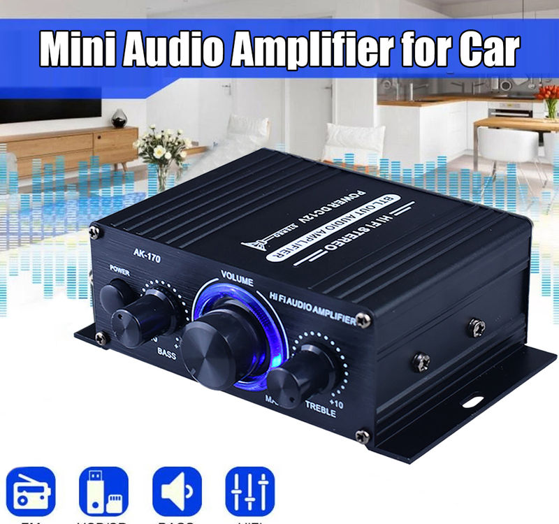 AK170 12V Audio Amplifier for Car Mini Digital Sound Amplifiers for Home Car Cha