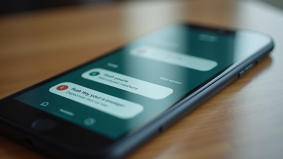 Close-up view of a smartphone displaying push notifications