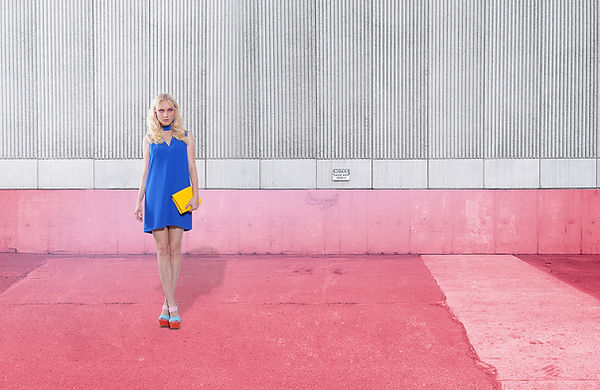 Fashion Model on Pink:Grey