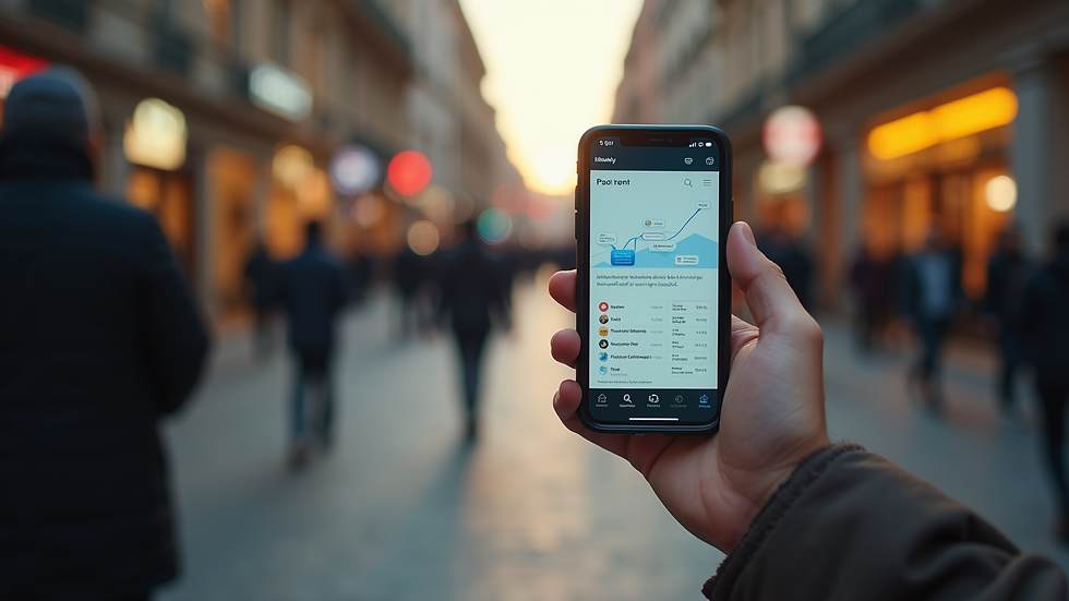 Eye-level view of a smartphone displaying an accessible mobile application interface