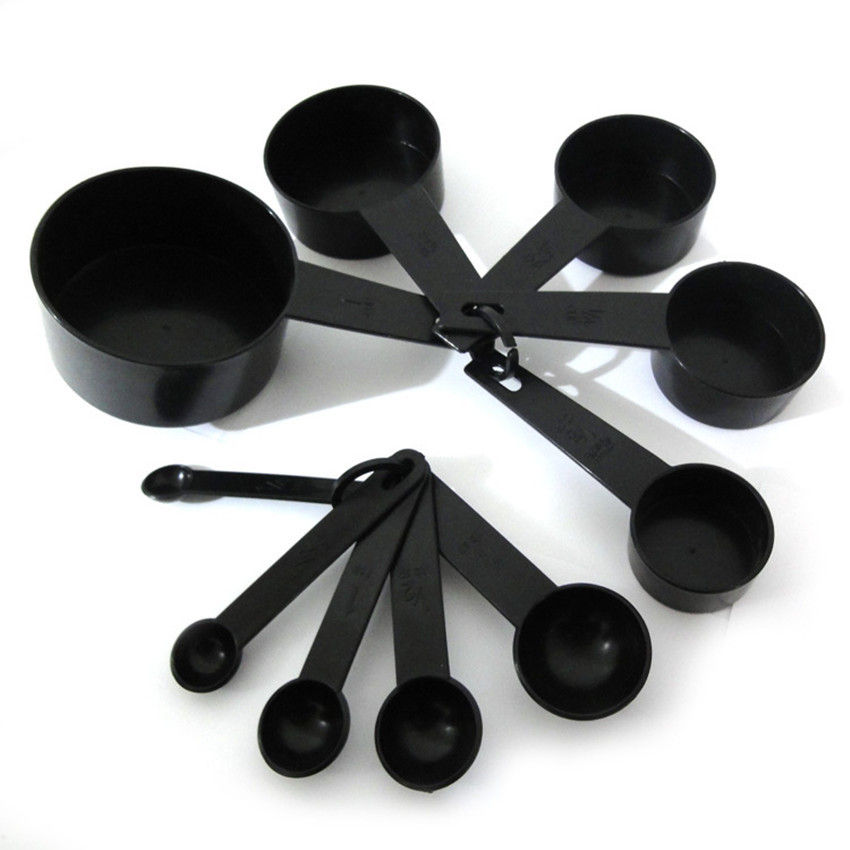 Thumbnail: 10PC Black Plastic Measuring Spoon Set