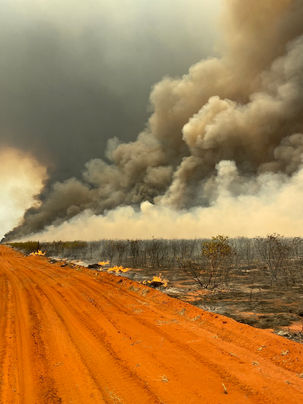 It was a windy day fighting this fire. Causing it to burn hot and move very quickly, stay on your toes!