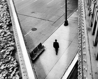 Shot from the High Line in NYC looking down at the street.
