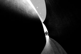 A tourist seen through a gap...
This photo was taken from inside a Richard Serra sculpture at Toronto Pearson Airport in Canada.