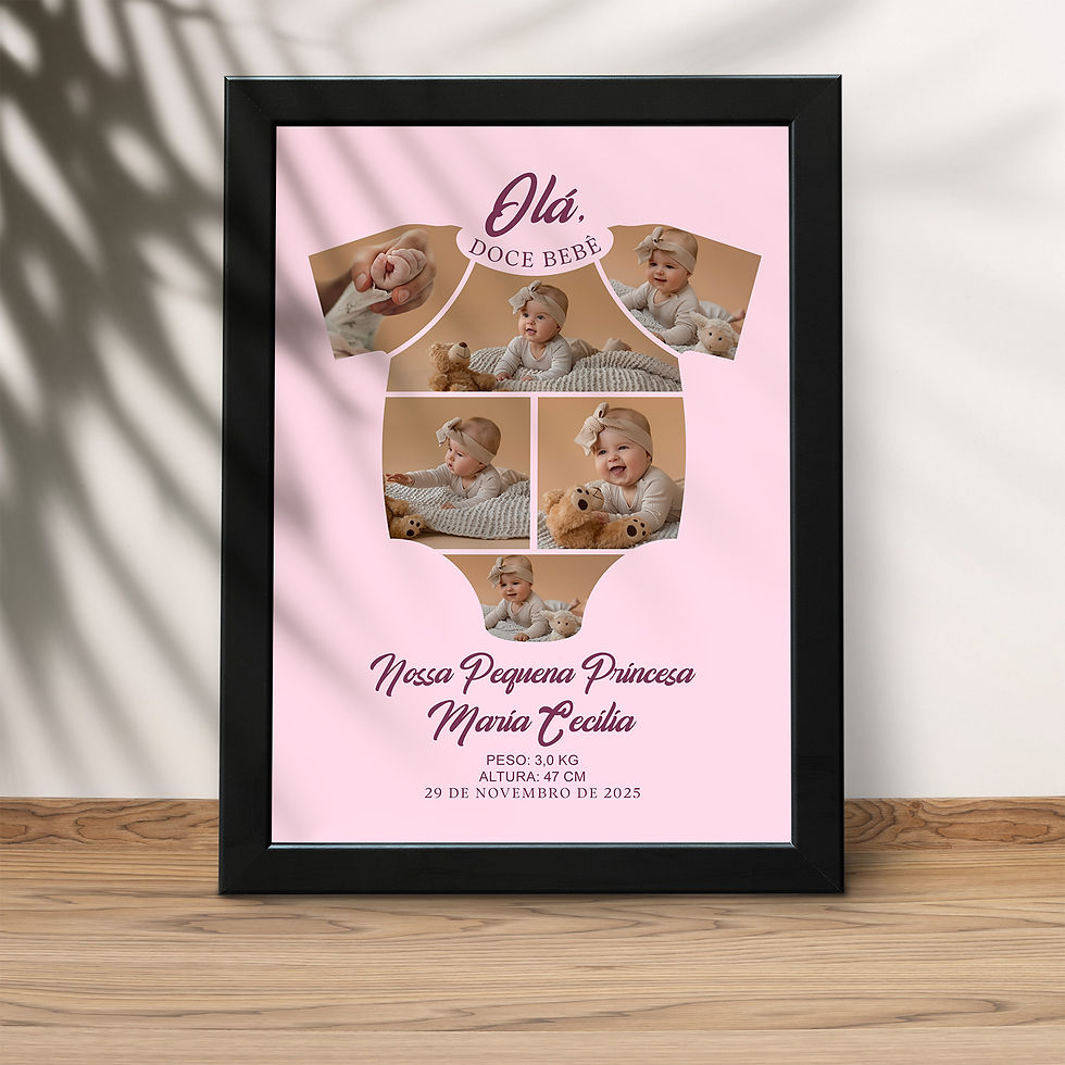 Arte de Quadro de Nascimento do Bebê – Menina