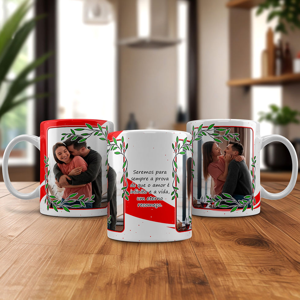 Miniatura: Canecas personalizadas com fotos de casal, design natalino.