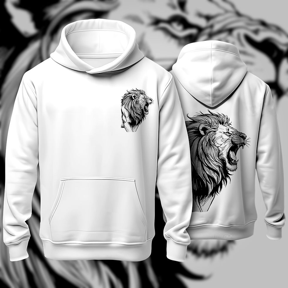 Miniatura: Hoodie branco com leão: frente e costas