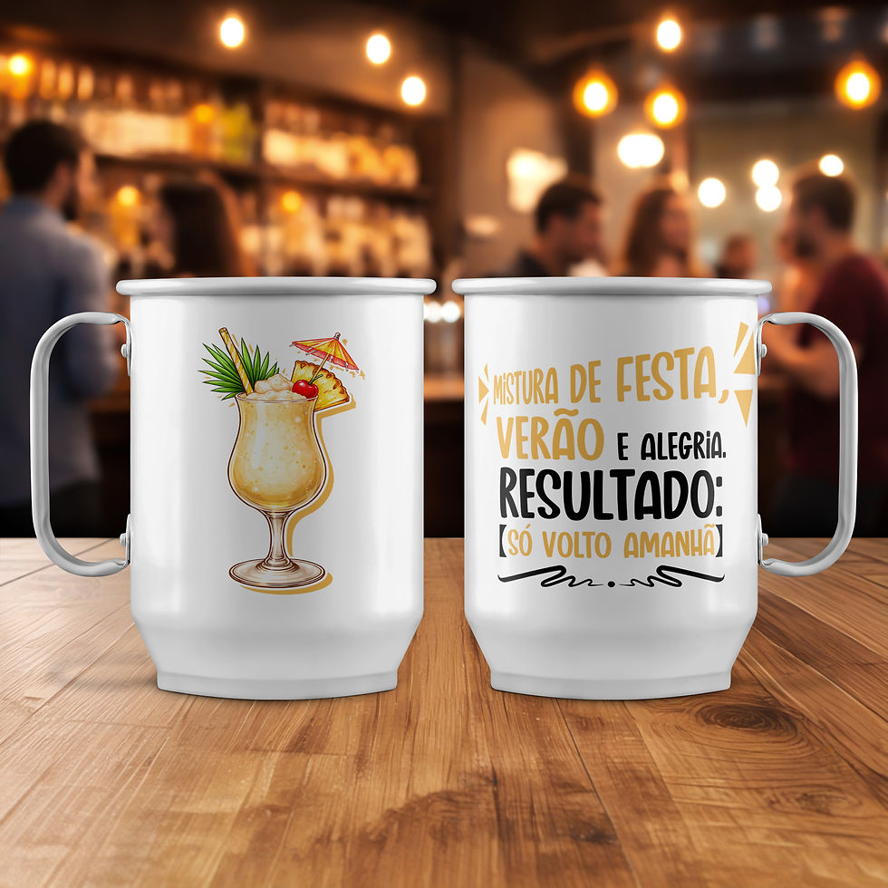 Miniatura: Caneca De Alumínio Branca De Carnaval
