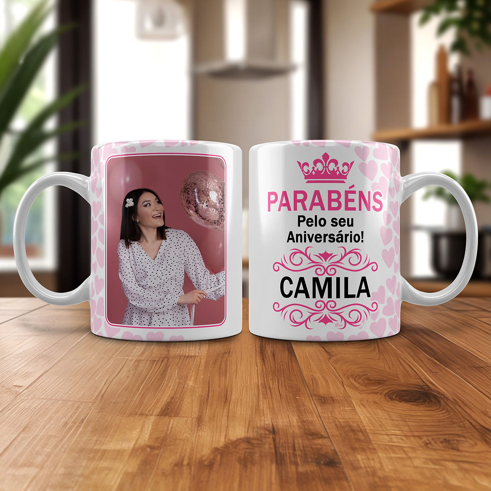 Miniatura: Arte De Caneca De Aniversário Feminina - Versão 1 - Parte 1