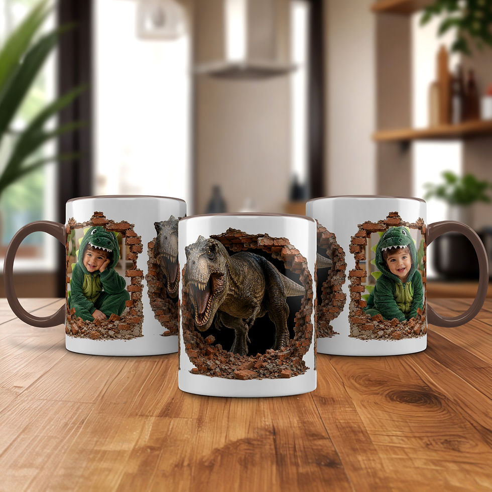 Arte De Caneca 3D De Dinossauro