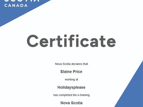 Elaine Price has completed the Nova Scotia online training course