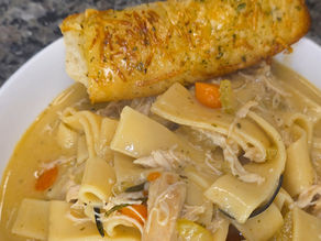 Bowl of chicken noodle soup