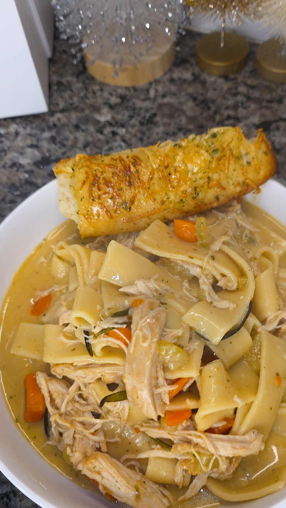 Bowl of chicken noodle soup