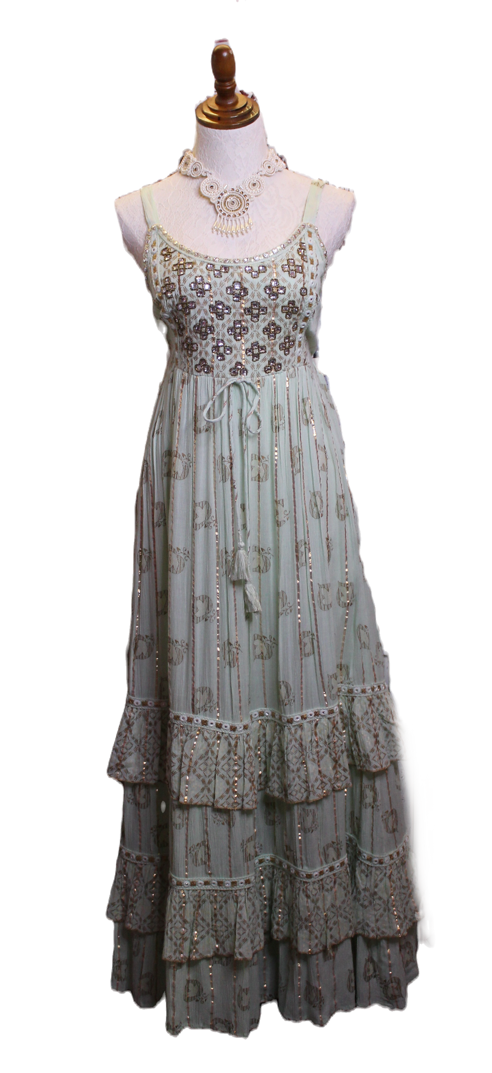 Thumbnail: Boho Western Fringe Dress Mint