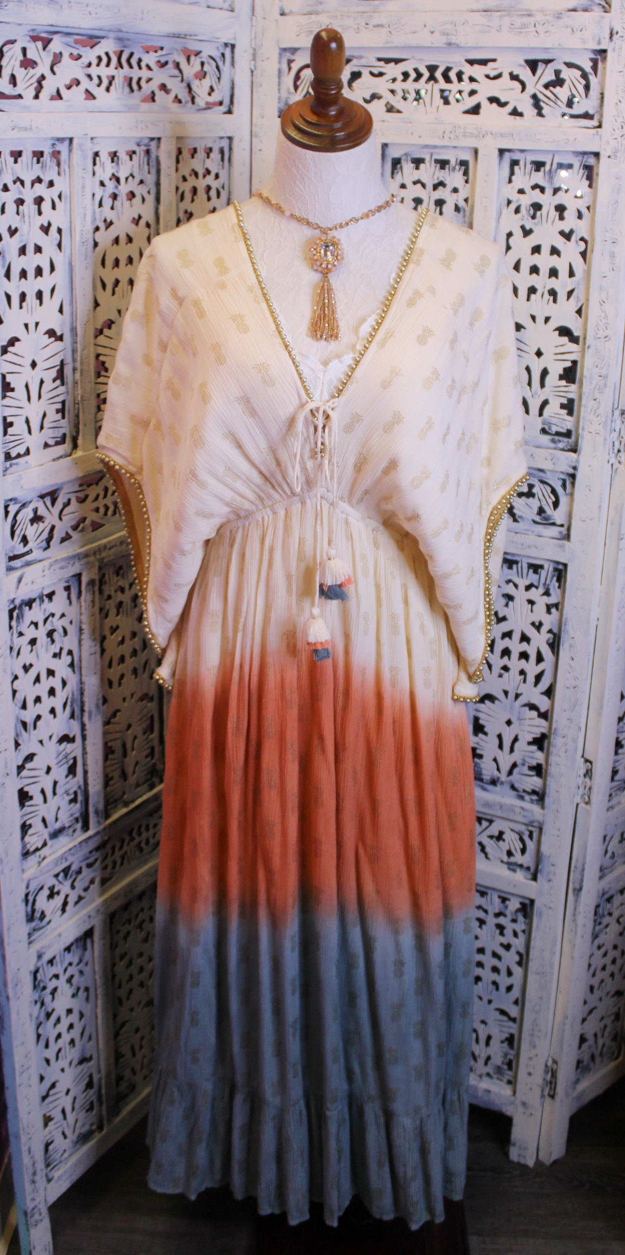 Bohemian Butterfly Sleeve Pineapple Dress #DBB01