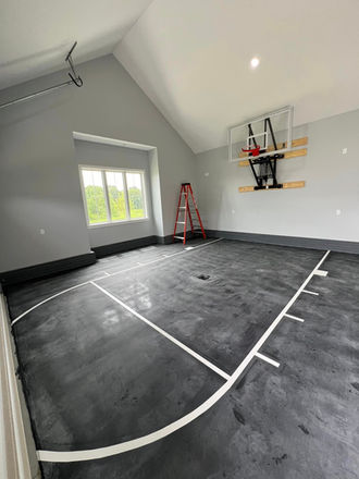 Indoor basketball court with epoxy floor