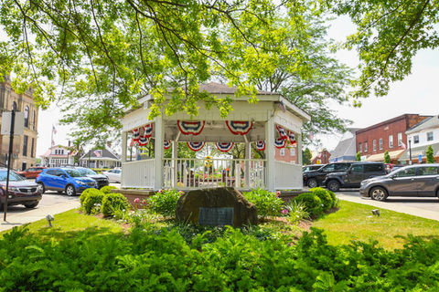 Decorated gazebo in Carrollton village
