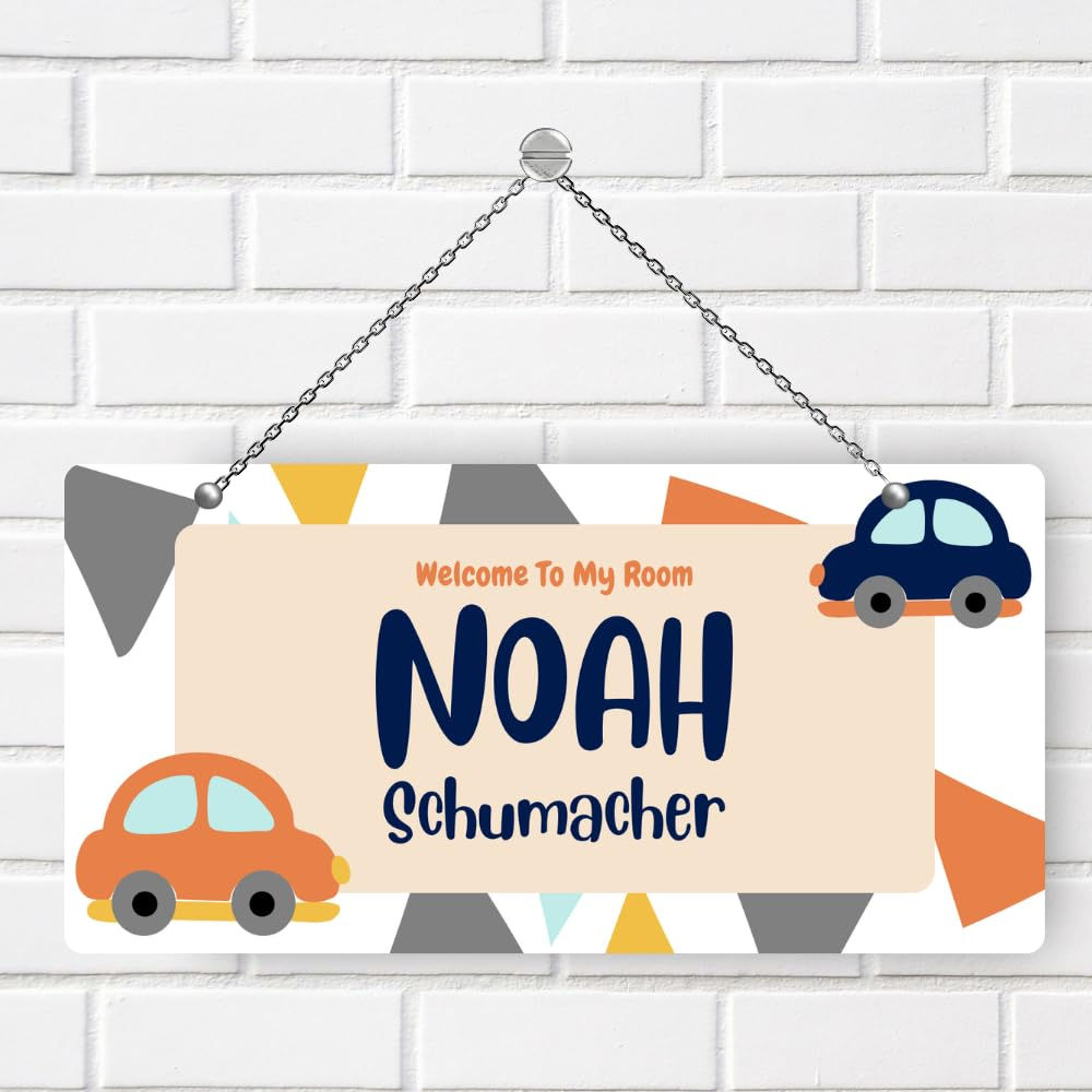Yellow Nuts Kids Name Plate For Room Door Decor