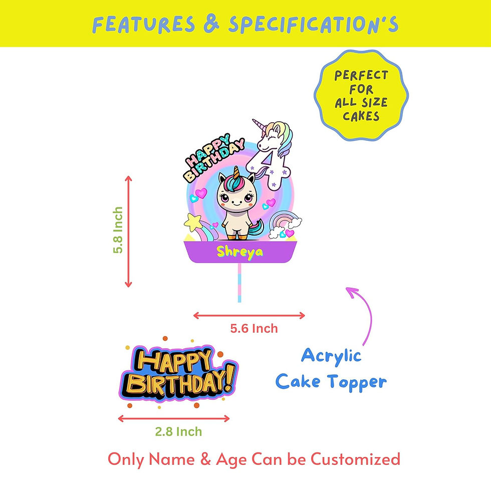 Thumbnail: Personalised Cake Topper For Kids Birthday Cartoon Theme