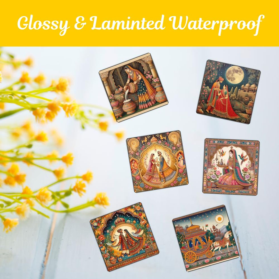 Thumbnail: Yellow Nuts Coaster Set of 6 Dining Trendy Table Decor