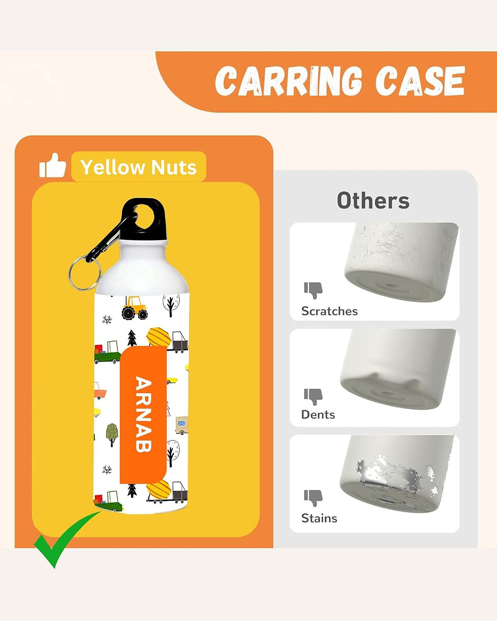 Thumbnail: Yellow Nuts Personalized Water Bottle For Kids Boys Girls