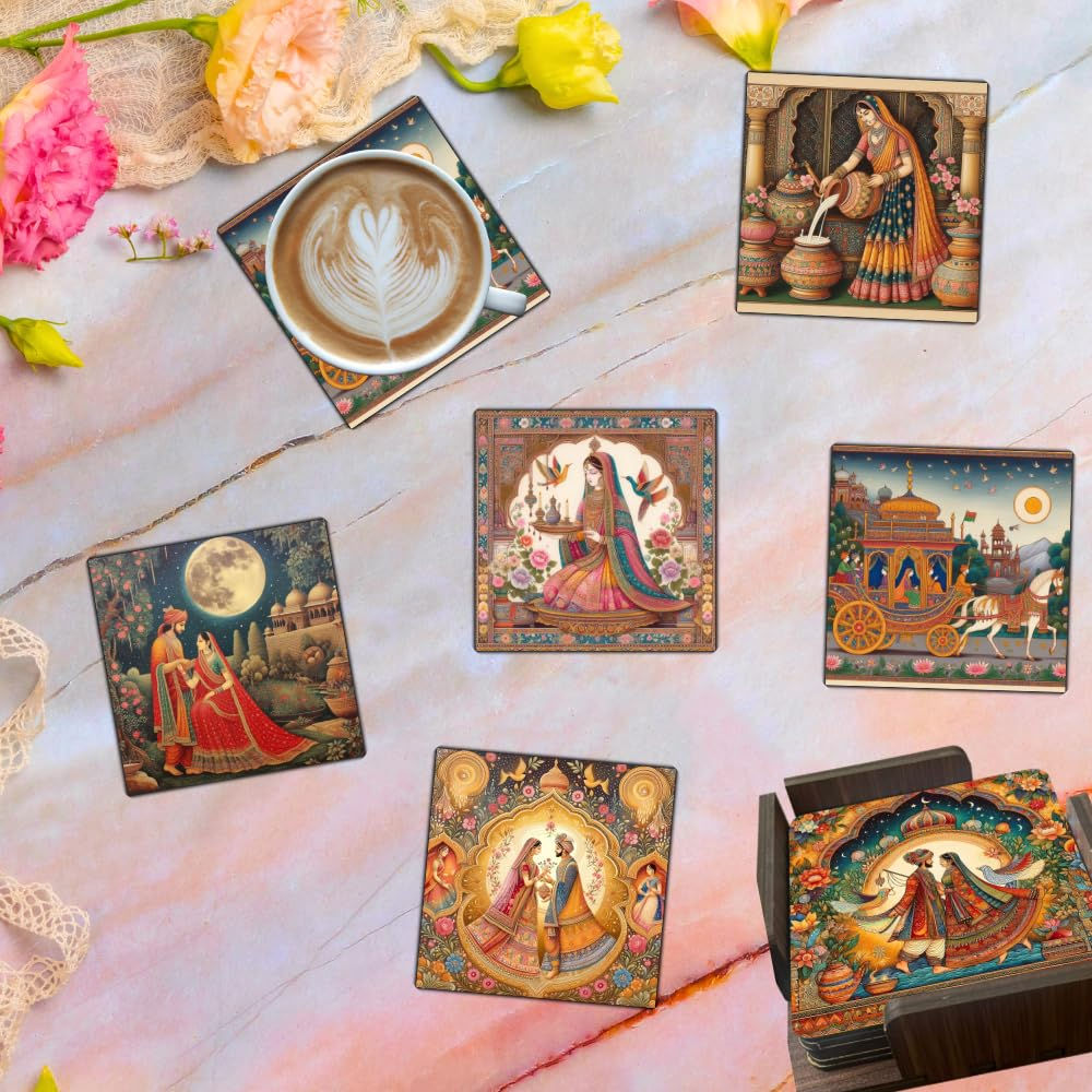 Yellow Nuts Coaster Set of 6 Dining Trendy Table Decor