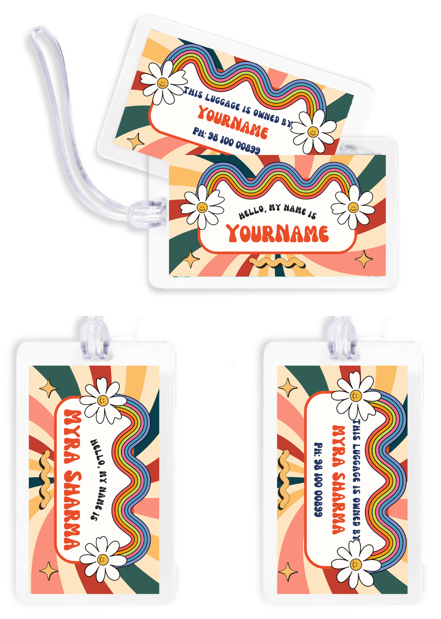 Yellow Nuts Personalized Luggage Tags For Travel School Bags Gym Bags
