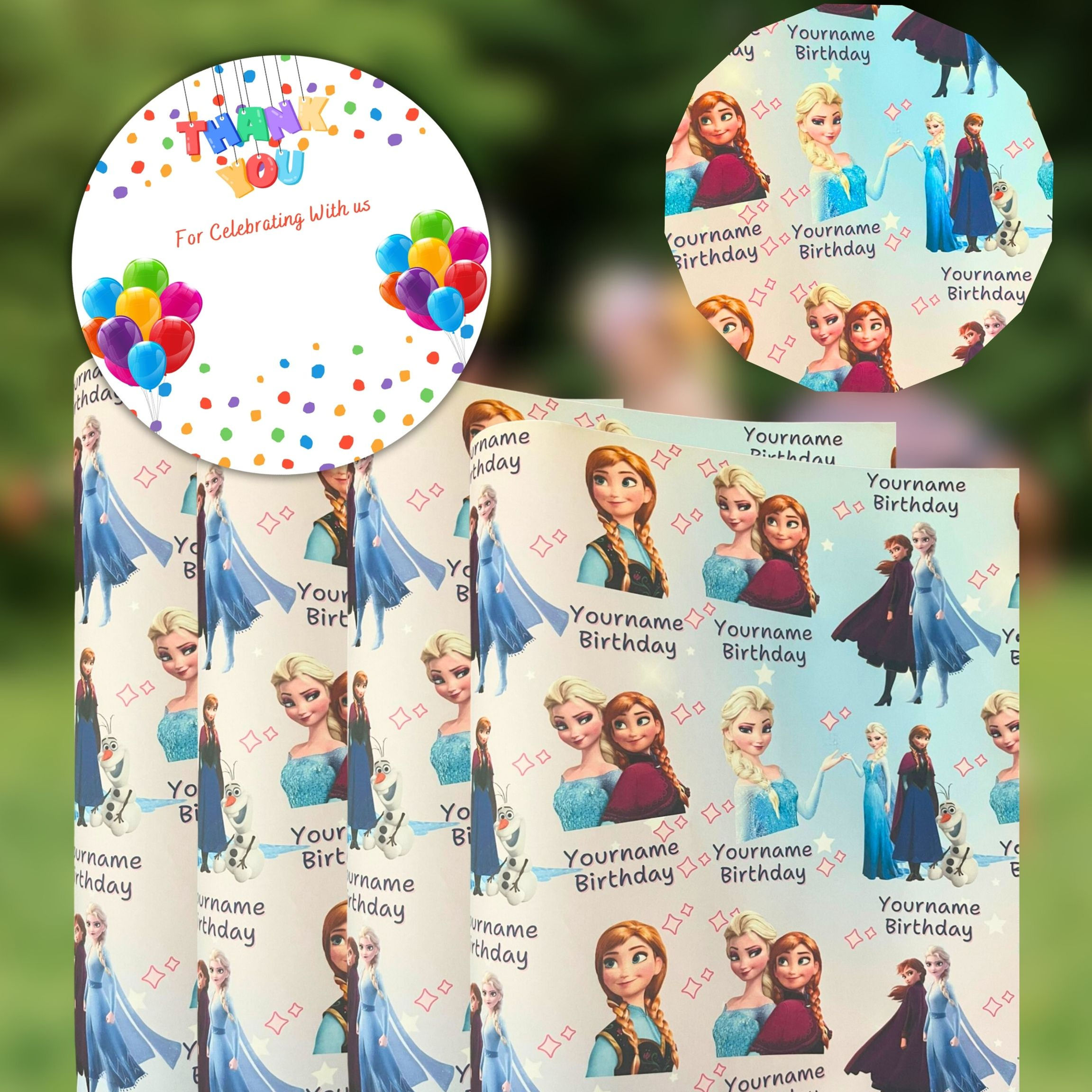 Personalized Wrapping Paper Kids  Birthday Boys Girls Cartoon Theme