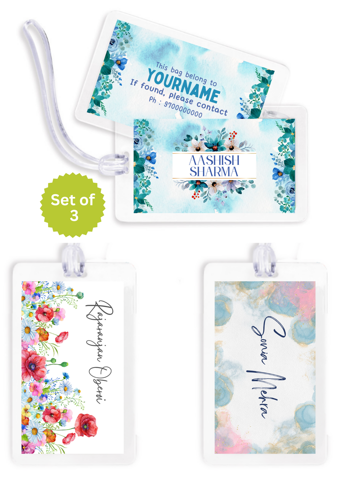 Yellow Nuts Personalized Luggage Tags For Travel School Bags Gym Bags