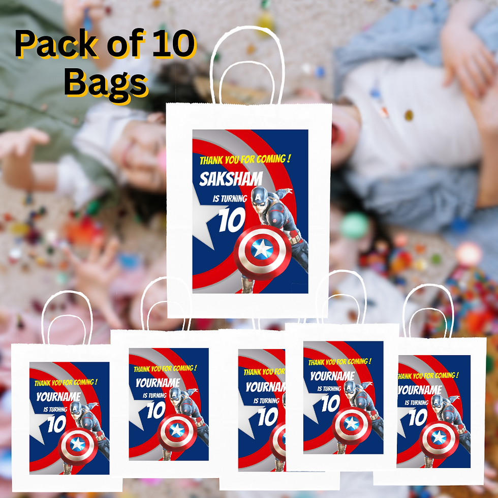 Thumbnail: Yellow  Nuts Personalized Return Gift Bag For kids Birthday captain America