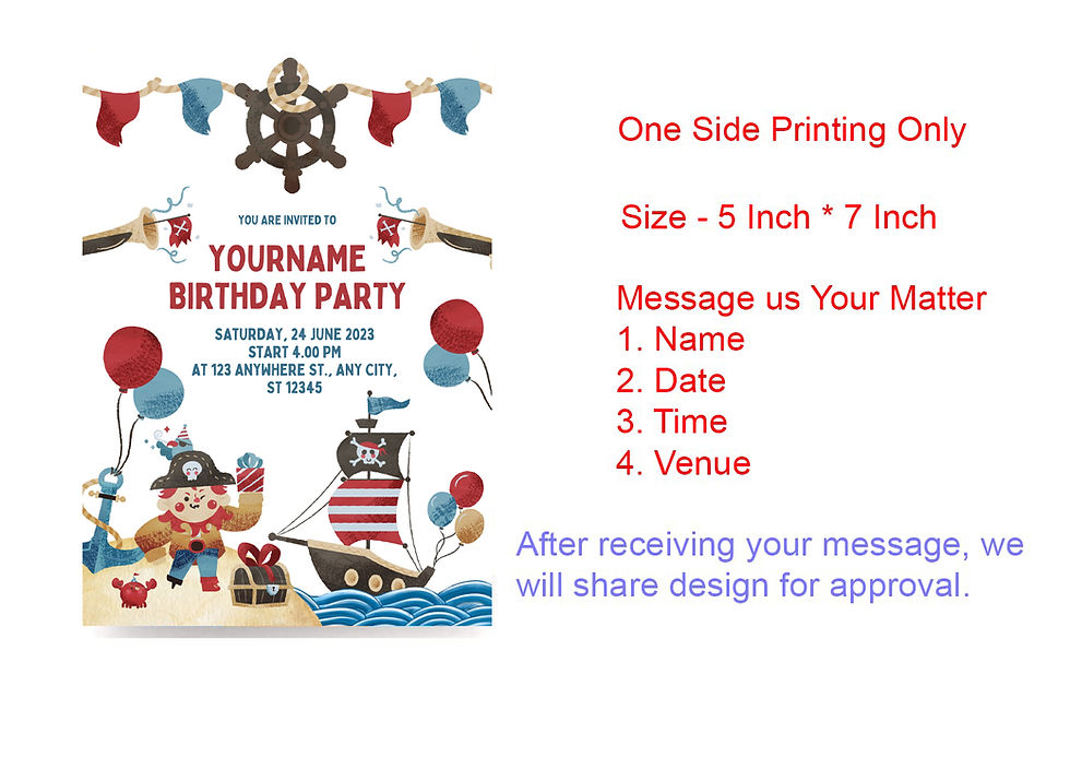 Thumbnail: Yellow Nuts Happy Birthday Invitation Cards For Kids Pirates Birthday