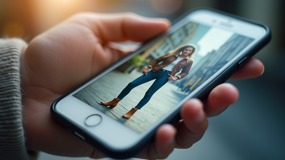 Close-up of a smartphone displaying an augmented reality shopping app