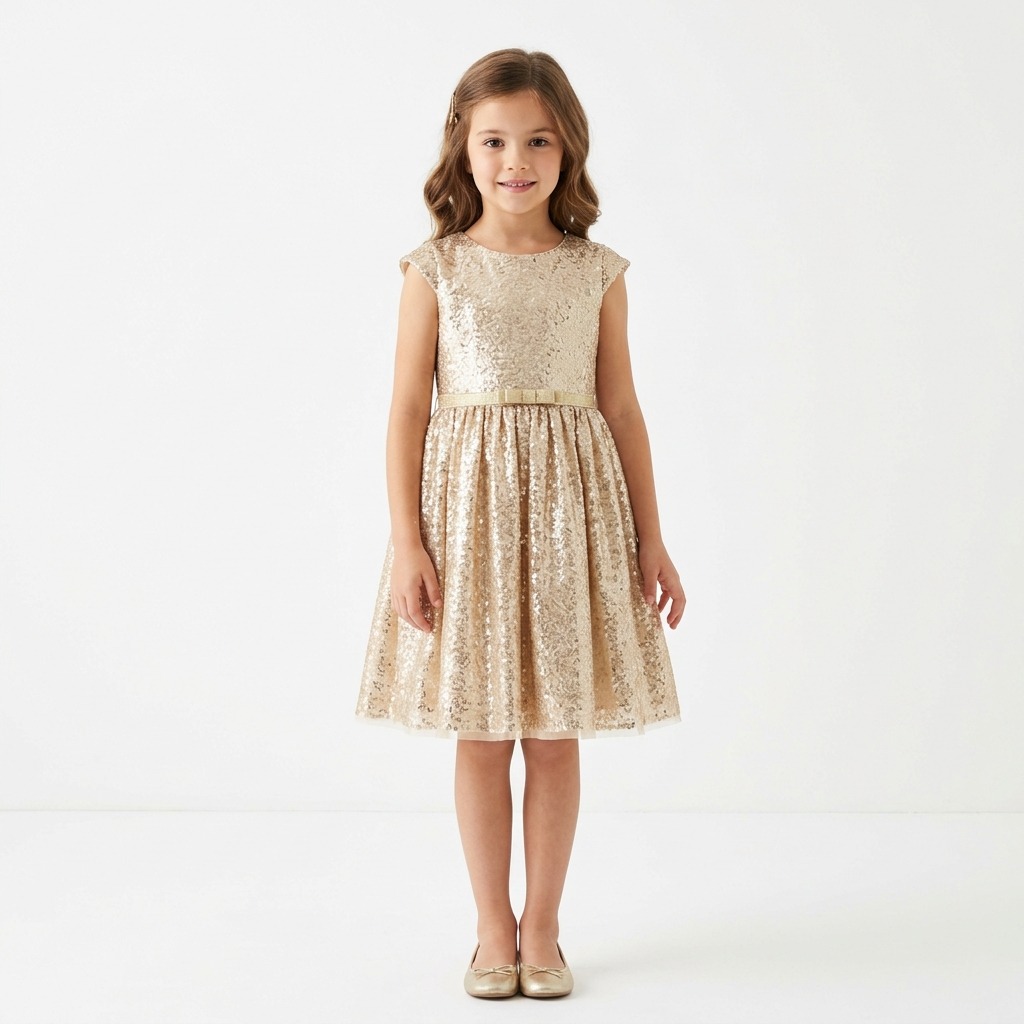 Abito da Cerimonia con Paillettes Oro