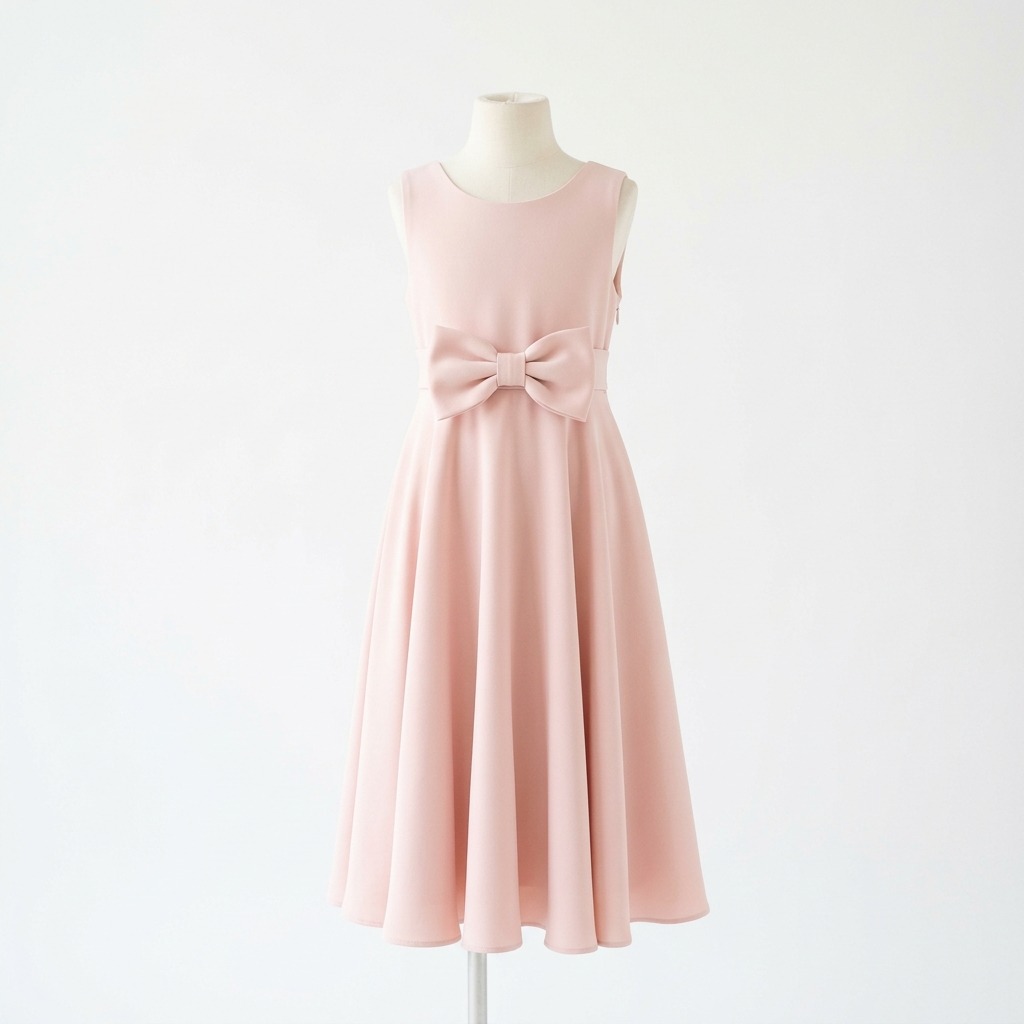 Abito da Cerimonia in Chiffon Cipria con Fiocco