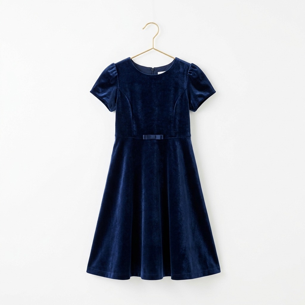 Abito in Velluto Blu Navy